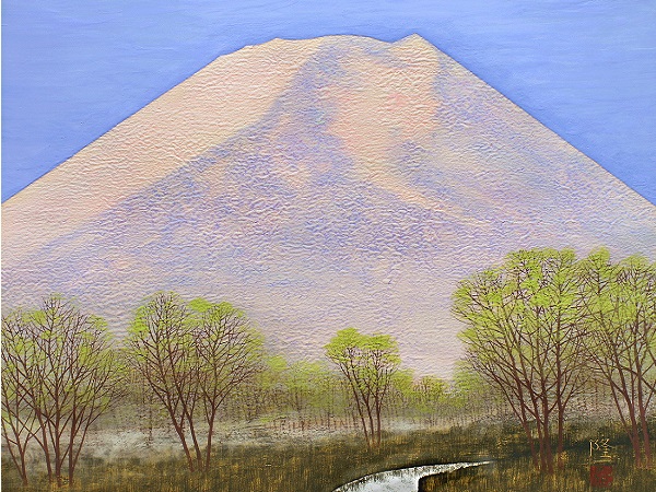 作品・額装ともに問題なし】院展 桝田隆一 早春富士 日本画 F10号 真作