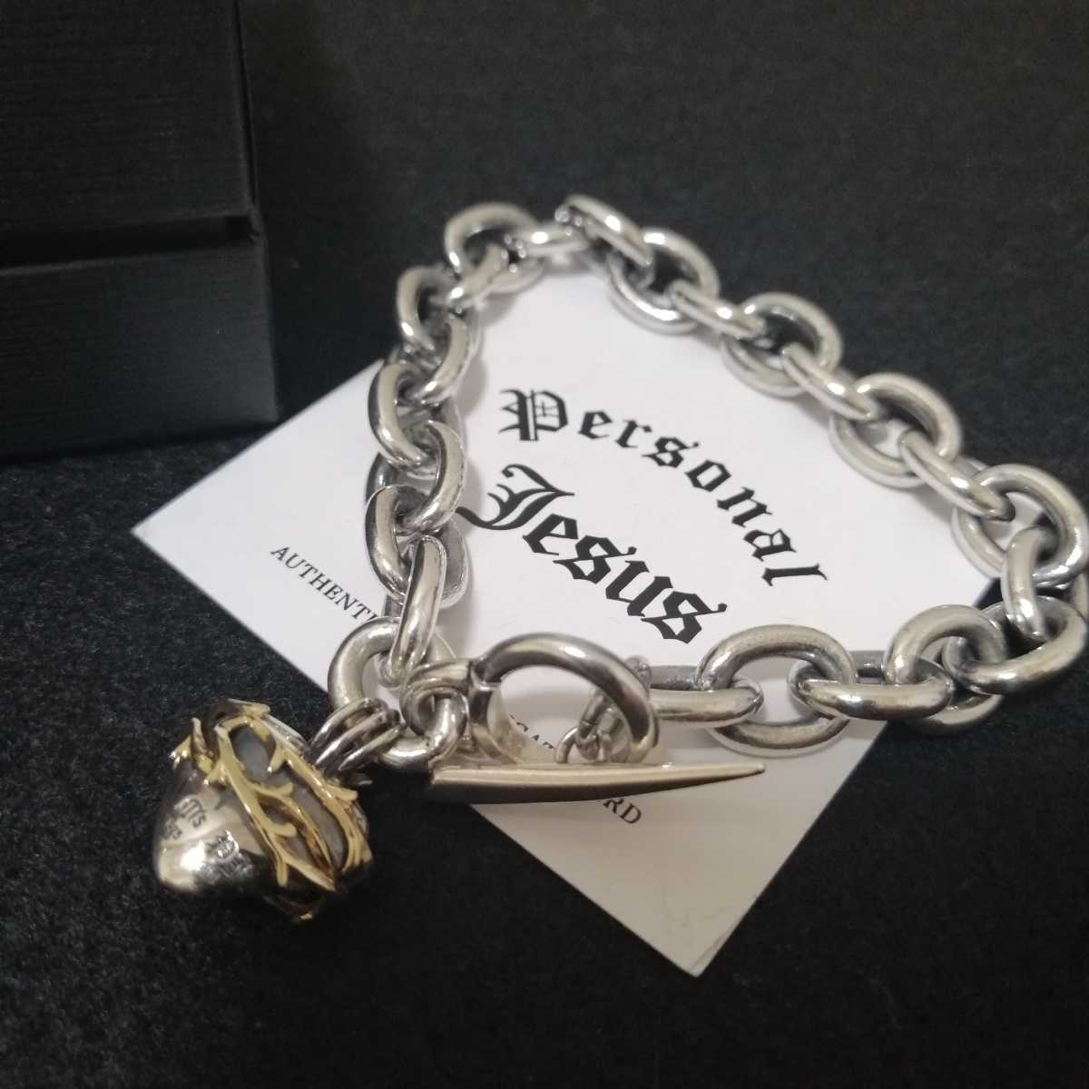 氷室京介Personal Jesus 赤レザー ブレスレット skull×onyx