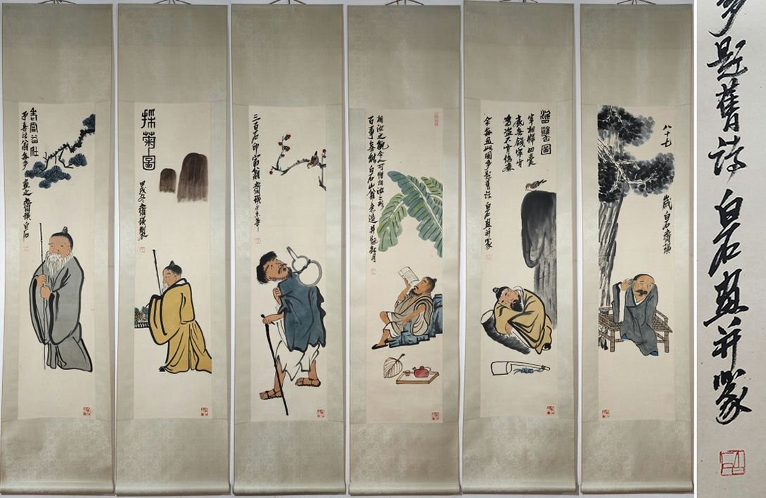 真作/南風散人/花画賛/花鳥/布袋屋掛軸HJ-904 真作/南風散人/花画賛