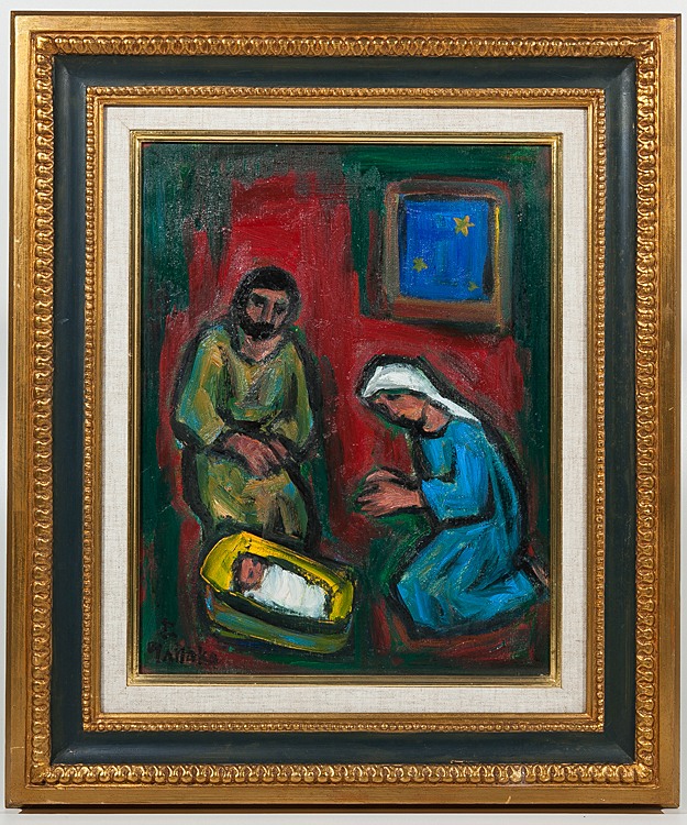 真作保証】 田中忠雄 「エッケ・ホモ 此の人を見よ」 油彩画 キリスト