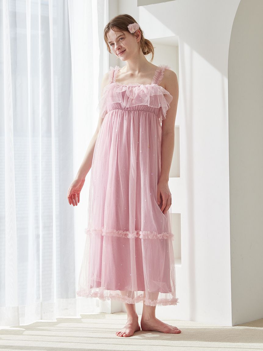 ハート柄チュールカップインワンピース(ワンピース)｜ルームウェア