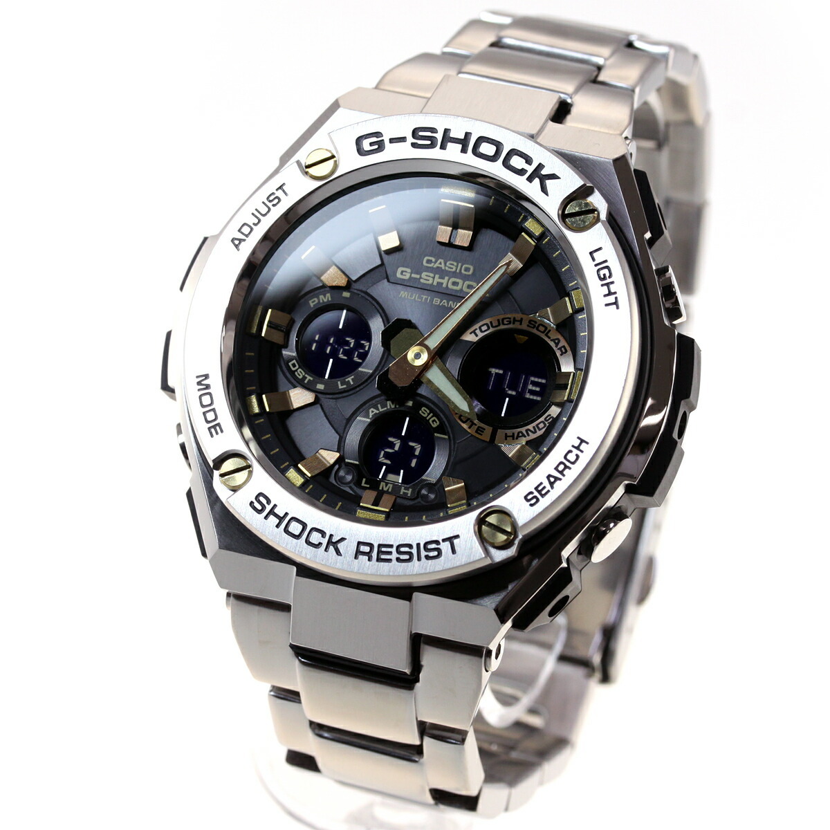 G-SHOCK 電波 ソーラー 電波時計 ブラック×ゴールド G-STEEL カシオ G