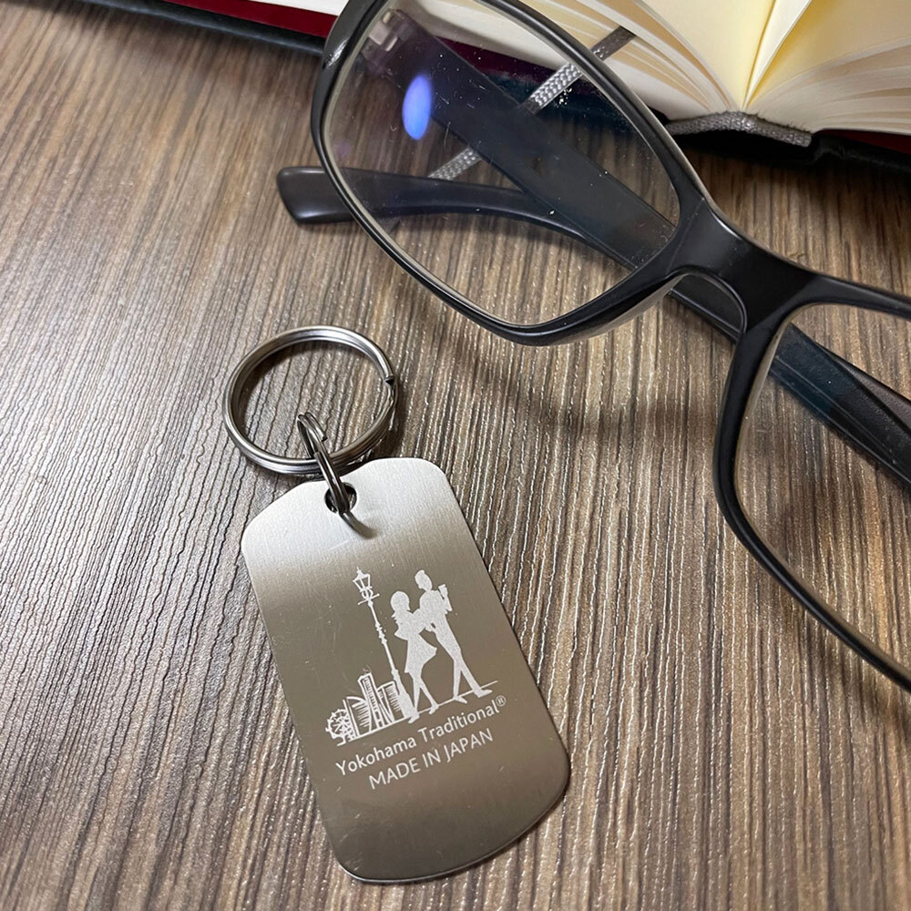 ステンレス キーホルダー ドッグタグ 携帯用 キーリング 割れない 横濱