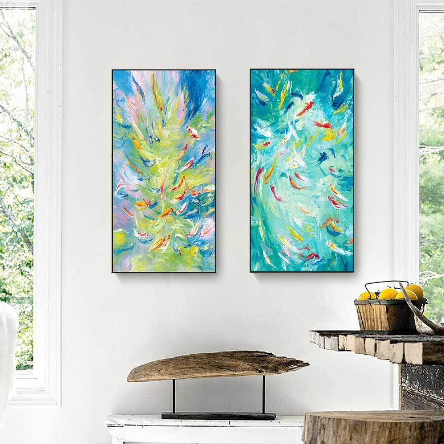 油絵 絵 絵画インテリア 額付(青緑＋金色の枠)F4-040314 子供雨あがり