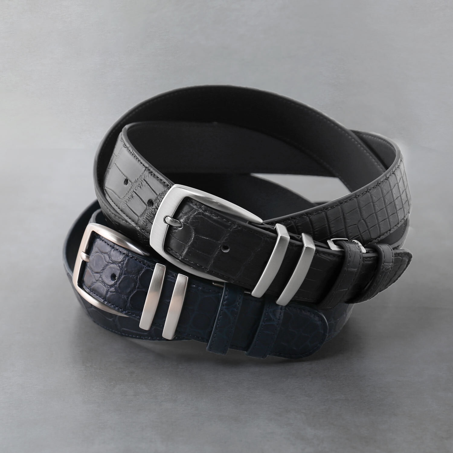 メンズ ベルト クロコダイル レザー マット加工 35mm 男性 紳士 本革