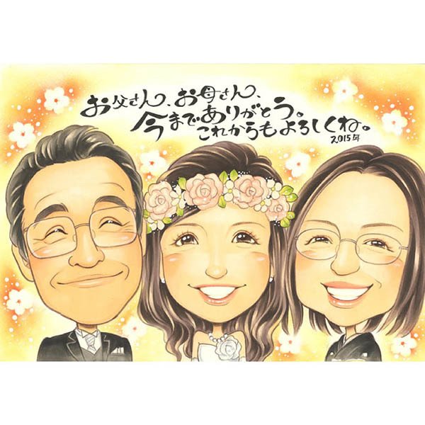両親への最上級感謝を伝える似顔絵サンクスボード 結婚式のフィナーレ