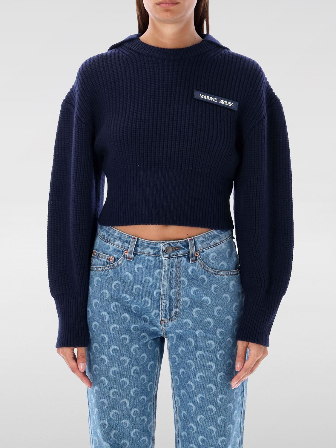 Marine Serre Sweater woman - Blue | WTK027ACKNI0525 | GIGLIO.COM