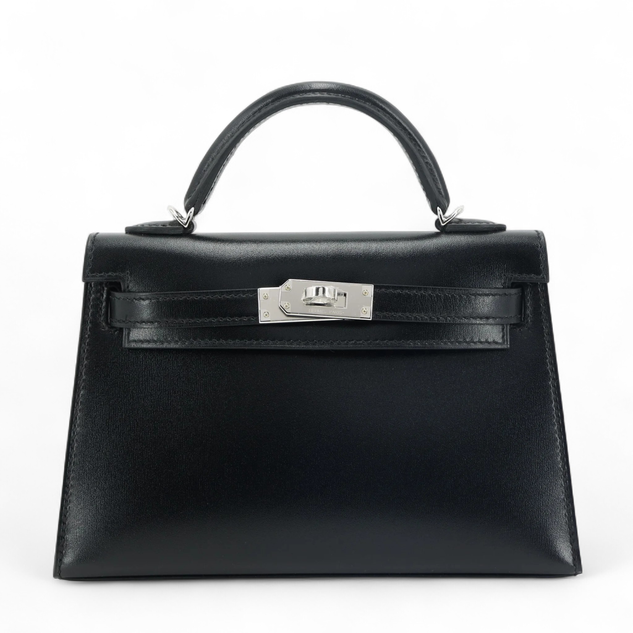 ランク N 新品 HERMÈS エルメス ミニケリー2 ブラック ボックスカーフ