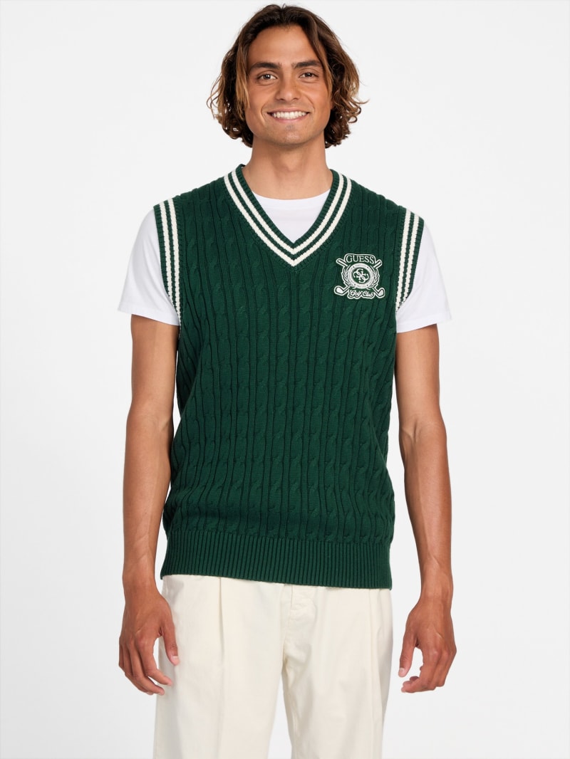 GUESS® Eco Holden V-Neck Cable-Knit Vest