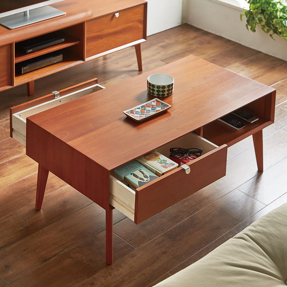 北欧ヴィンテージ風Vカットデザイン リビングテーブル・センター