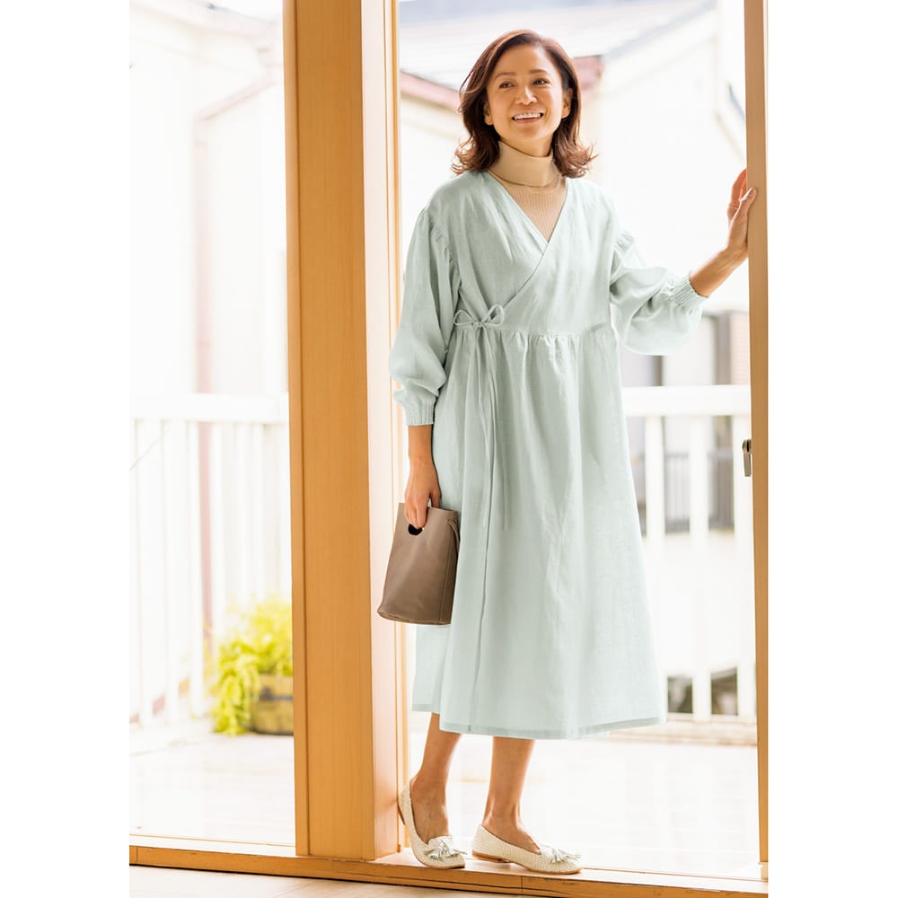 TOUCH＆FEEL（R）MATA】リネン100％ 3WAYカシュクールシャツガウン