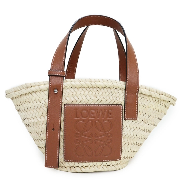 LOEWE かごバッグ スモール バスケット ストロー レザー