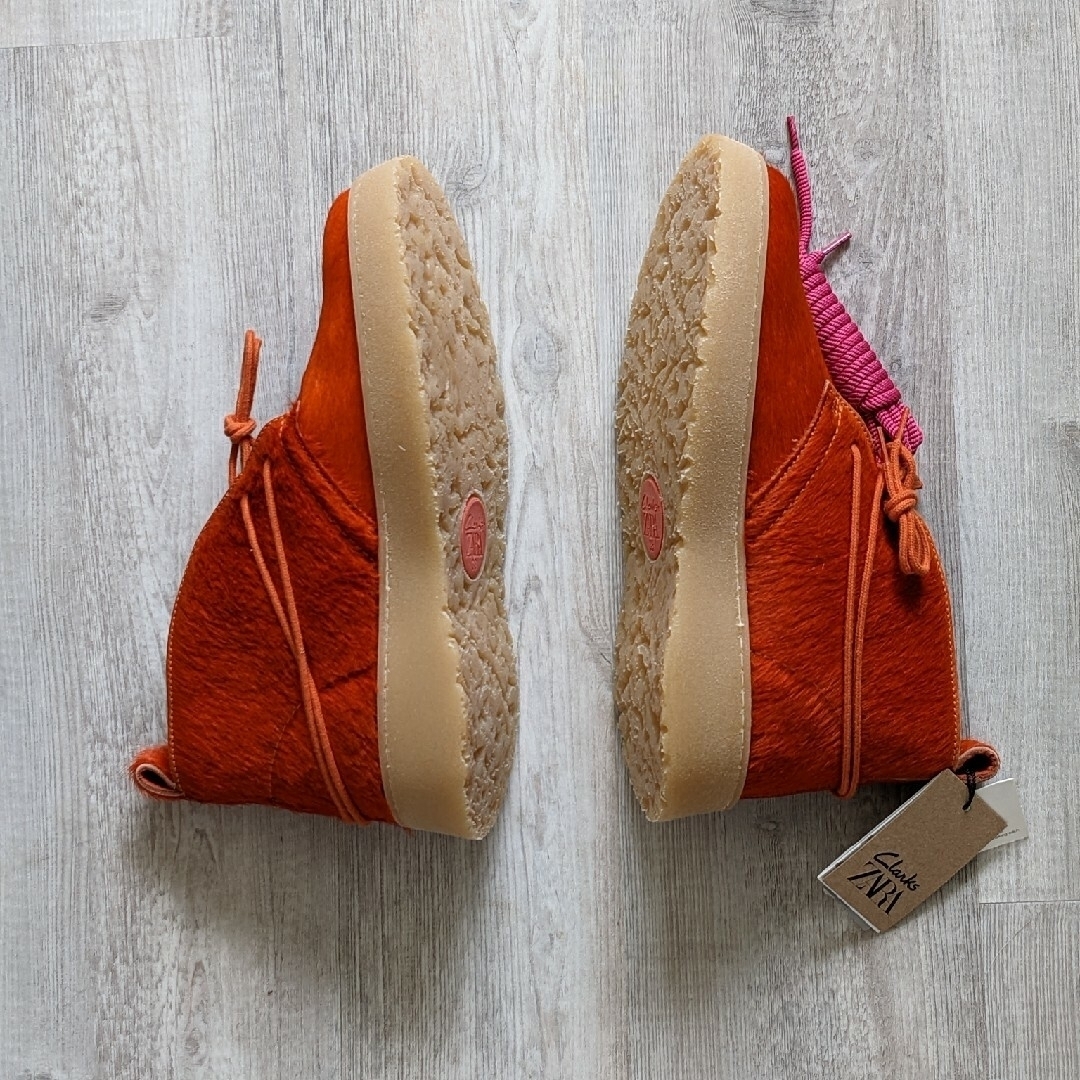 ZARA - CLARKS® X ZARA レザー ショートブーツ 38サイズ オレンジ色の