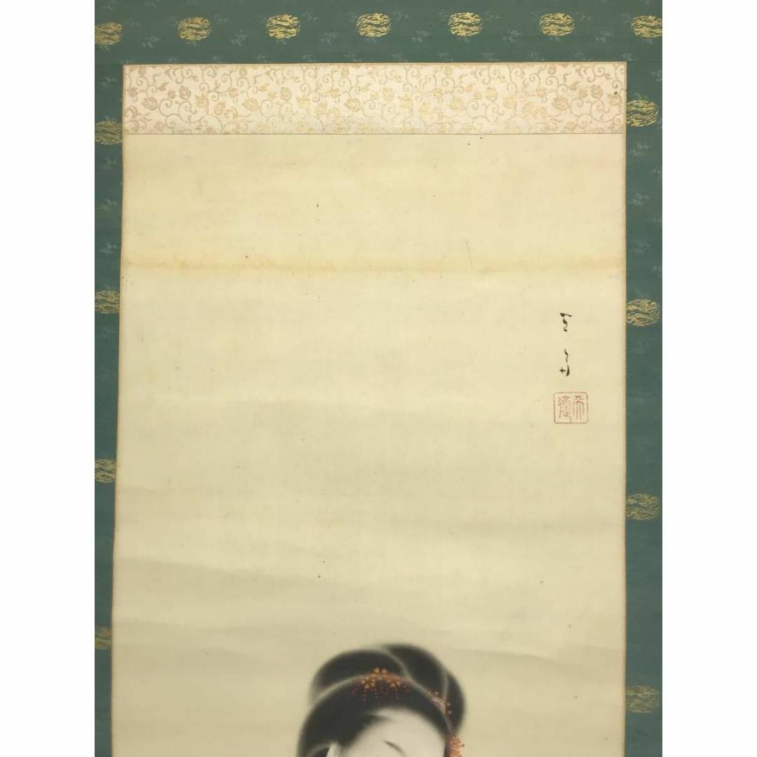 真作】天斎/唐美人に蝶図/美人画/美人図/掛軸☆宝船☆AC-188の通販 by