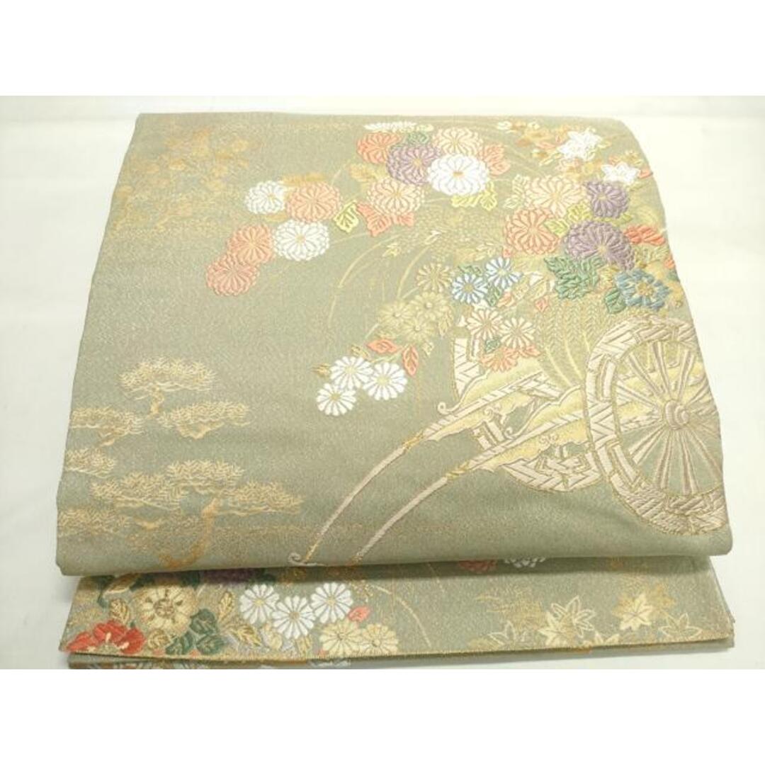 花美人着物□西陣 服部織物謹製 六通柄袋帯 こはく錦 手工芸