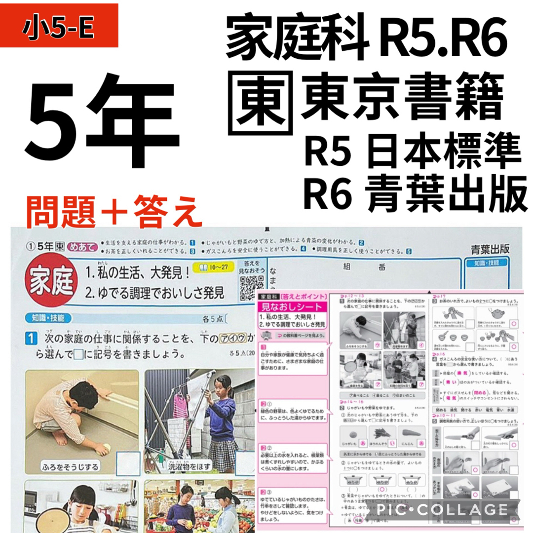 小5-E】令和5.6年度 小5 家庭科 カラーテスト 答え ふりかえりシーの