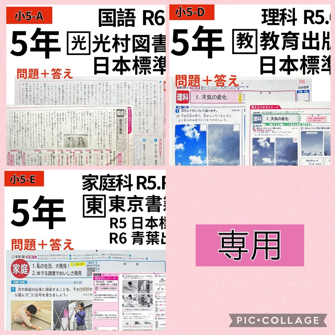 小5-E】令和5.6年度 小5 家庭科 カラーテスト 答え ふりかえりシーの