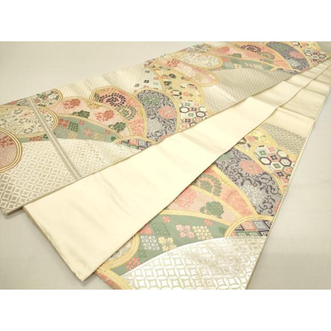 平和屋着物◎六通柄袋帯 唐織 吉祥花文 金銀糸 正絹 逸品 DABC9585qpの