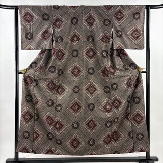 未使用品】正絹 縮緬 小紋 袷 水色 御所解 流水 四季花の通販 by し