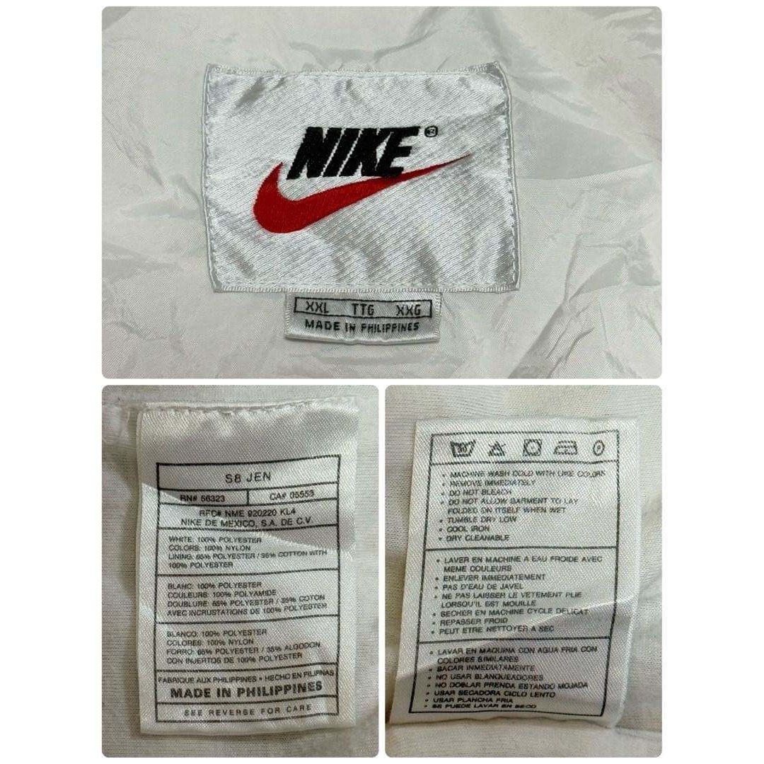 NIKE - NIKE ナイキ 銀タグ 90s ナイロンジャケット 刺繍ロゴ 白 XXLの