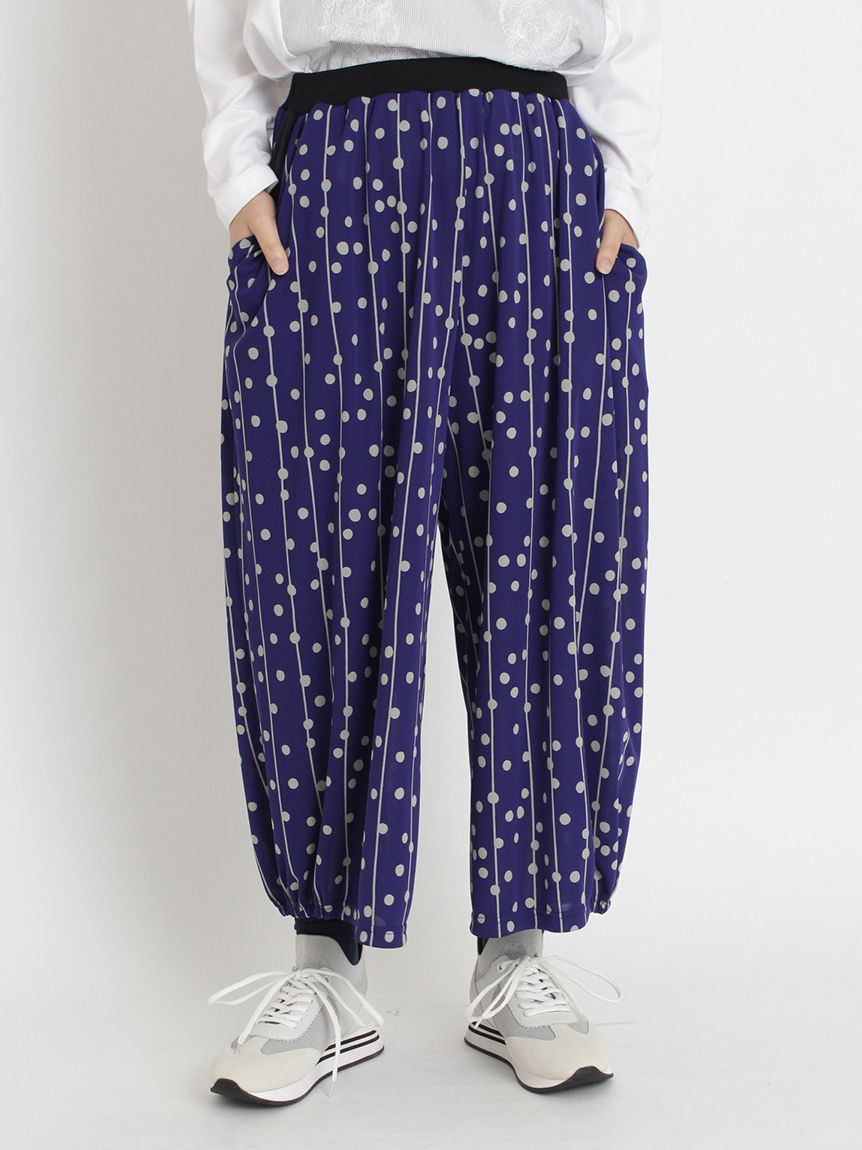 強撚スムース ドット&ストライププリントバルーンパンツ(ペチコート