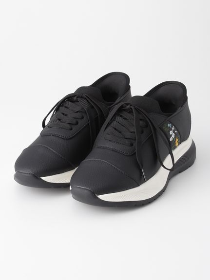 フラワーワンポイント刺繍ハンズフリースニーカー（スニーカー