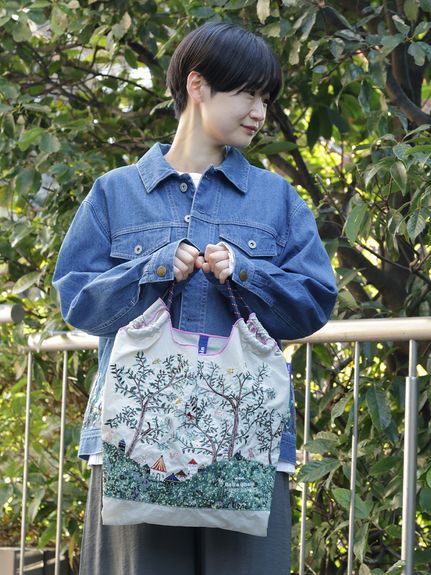 SUPER HAKKA×Ball&Chain シルエットツリー刺繍トートバッグ(M)（トート