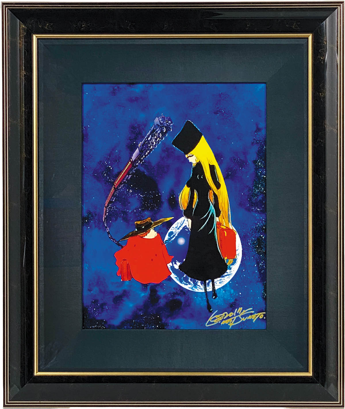 2830] 松本零士 直筆サイン入りカラー複製イラスト「銀河鉄道999/時の