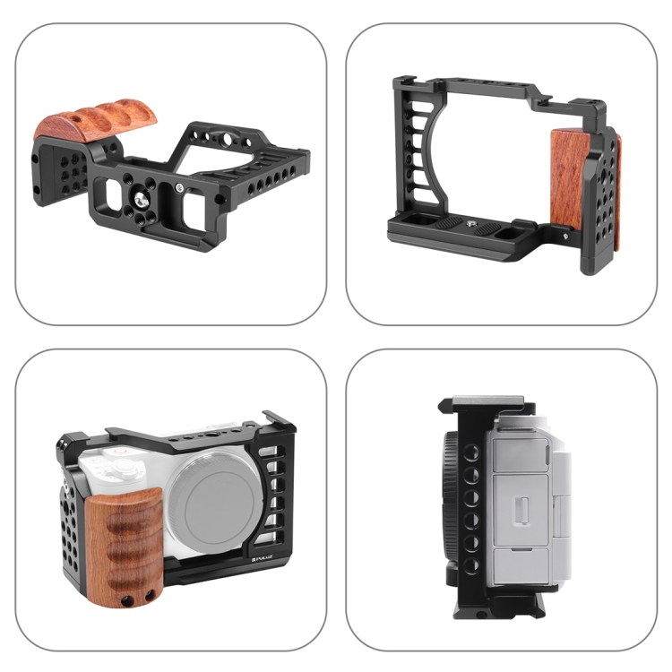 ソニー ZV-E1 PULUZ 木製ハンドル金属カメラケージスタビライザーリグ