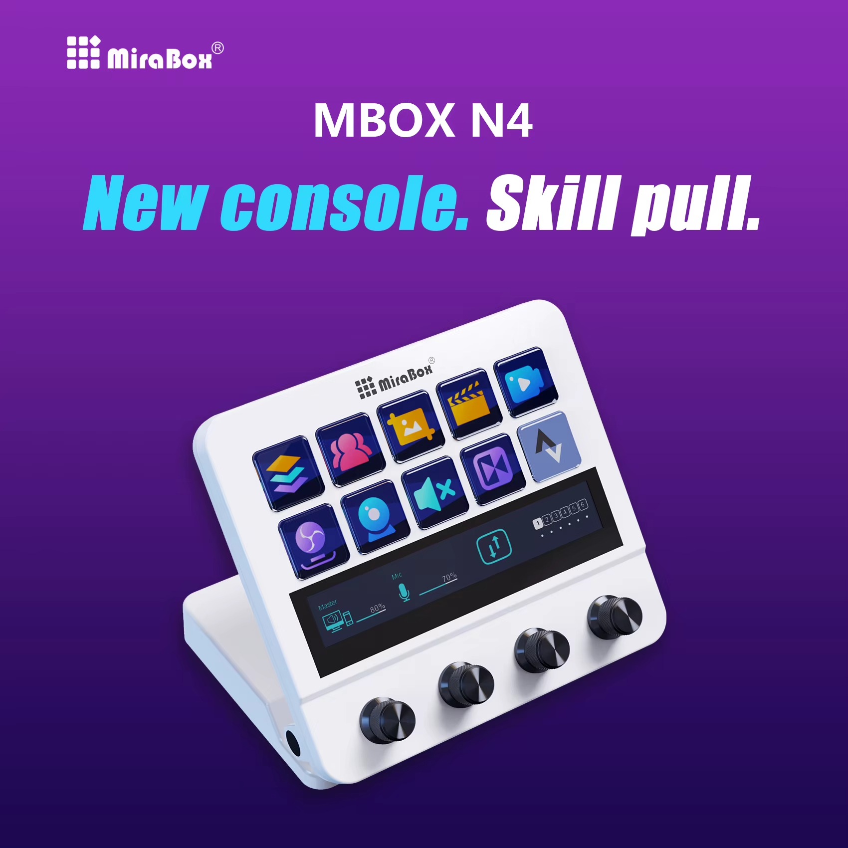 MiraBox MBox N4 ストリームデッキ 10個のLCDボタンと4つのロータリー