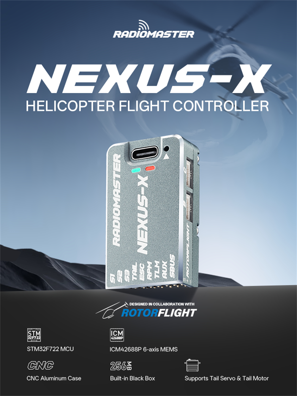 RadioMaster Nexus-X フライトコントローラー Rotorflight 2.2