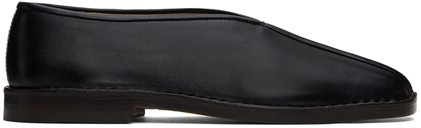 LEMAIRE: Black Flat Piped Slippers | SSENSE