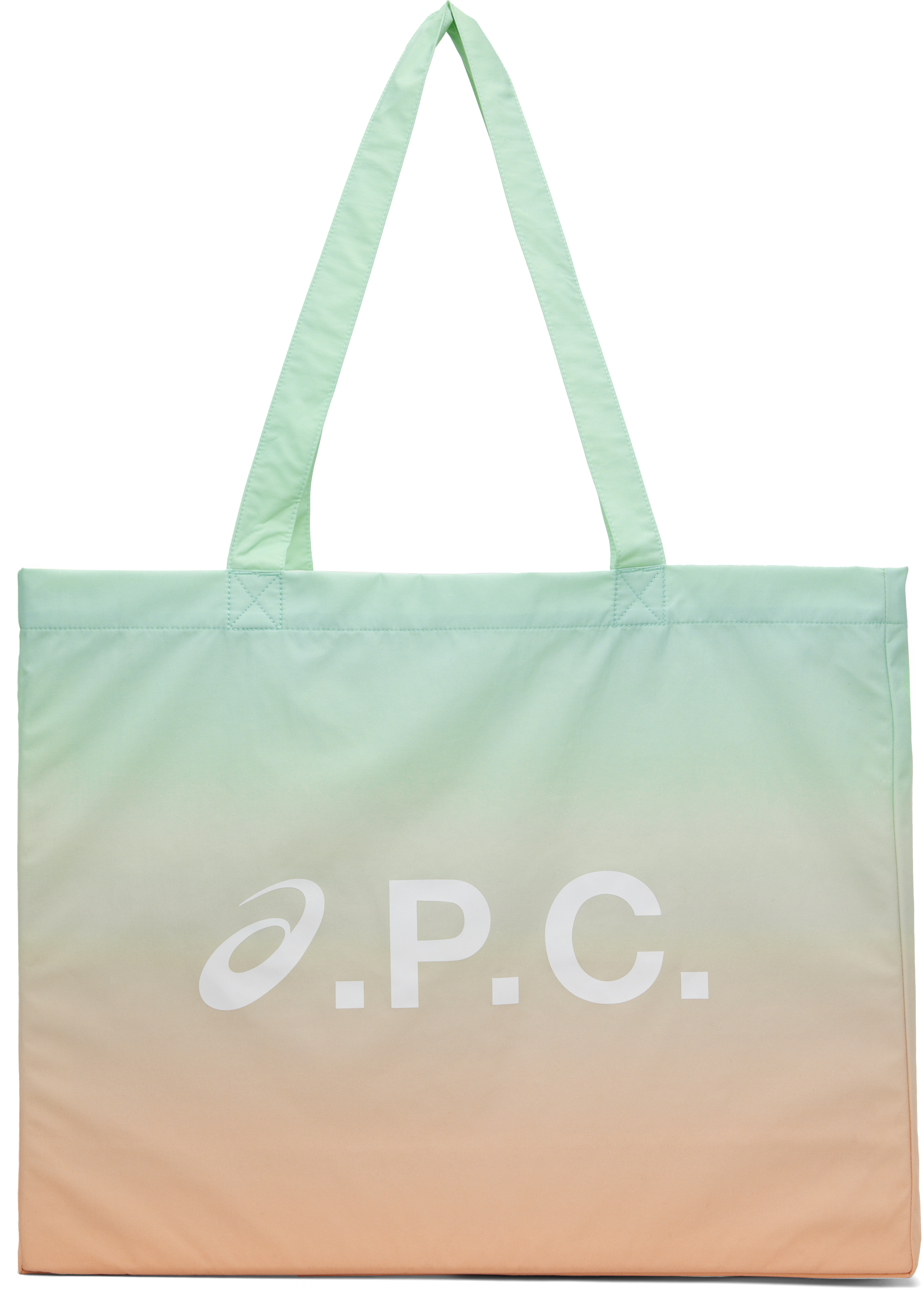 A.P.C.のグリーン＆オレンジ ASICSエディション Diane トートバッグが