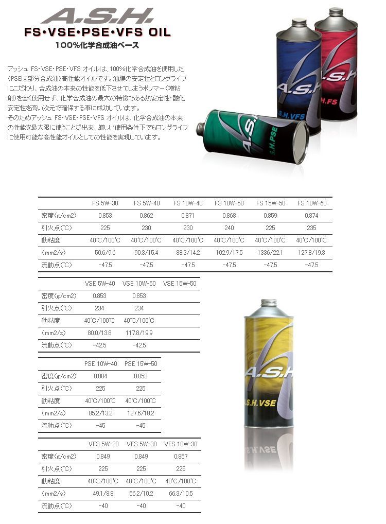 Webike | A.S.H OIL アッシュオイル ASH PSE【10W-40】【1L】【4