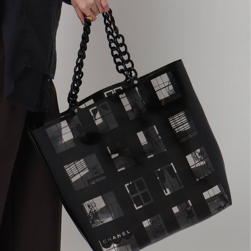 VINTAGE CHANEL/シャネル】 Windowsline ビニールトートバッグ（トート