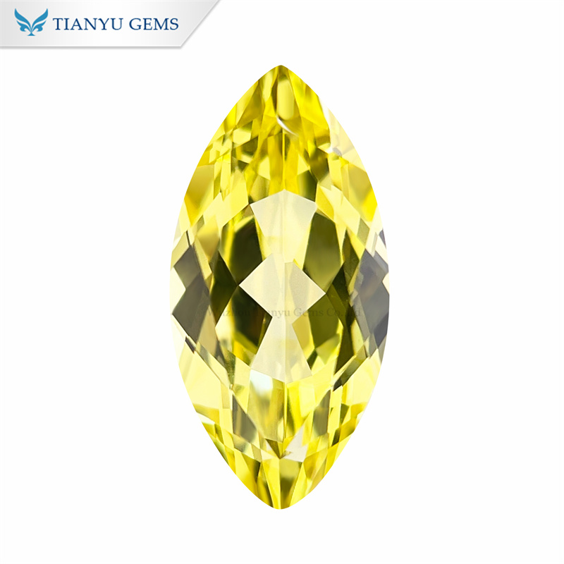 マーキス ナチュラル カット ラボ グロウン イエロー サファイア 宝石