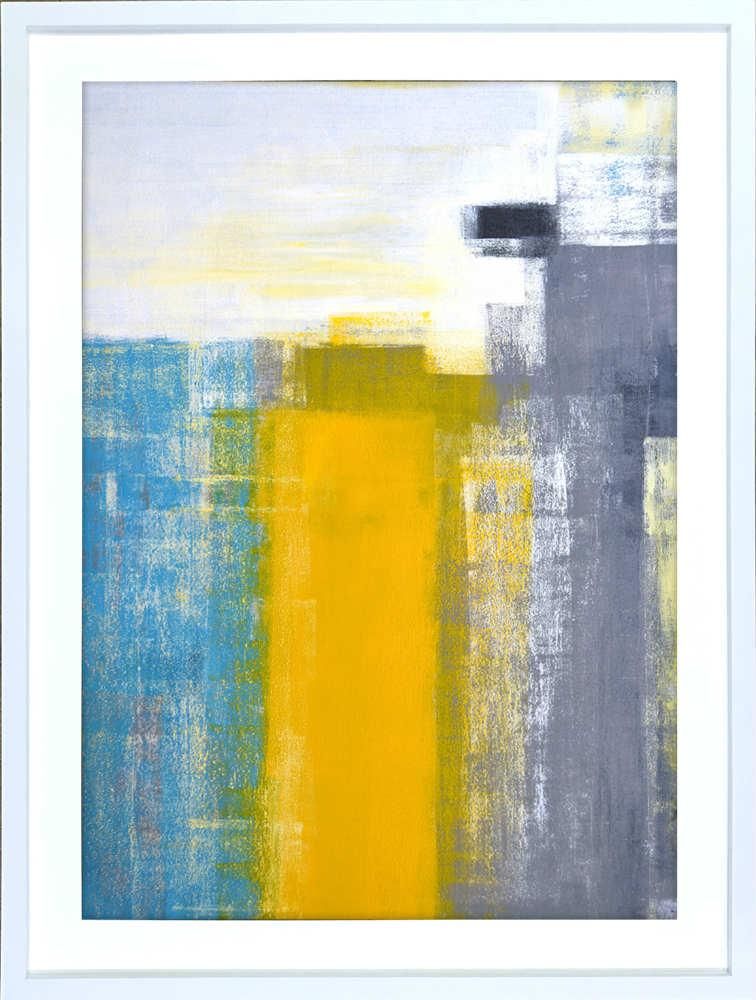 絵画》抽象画 ティール アンド イエロー アブストラクト アート