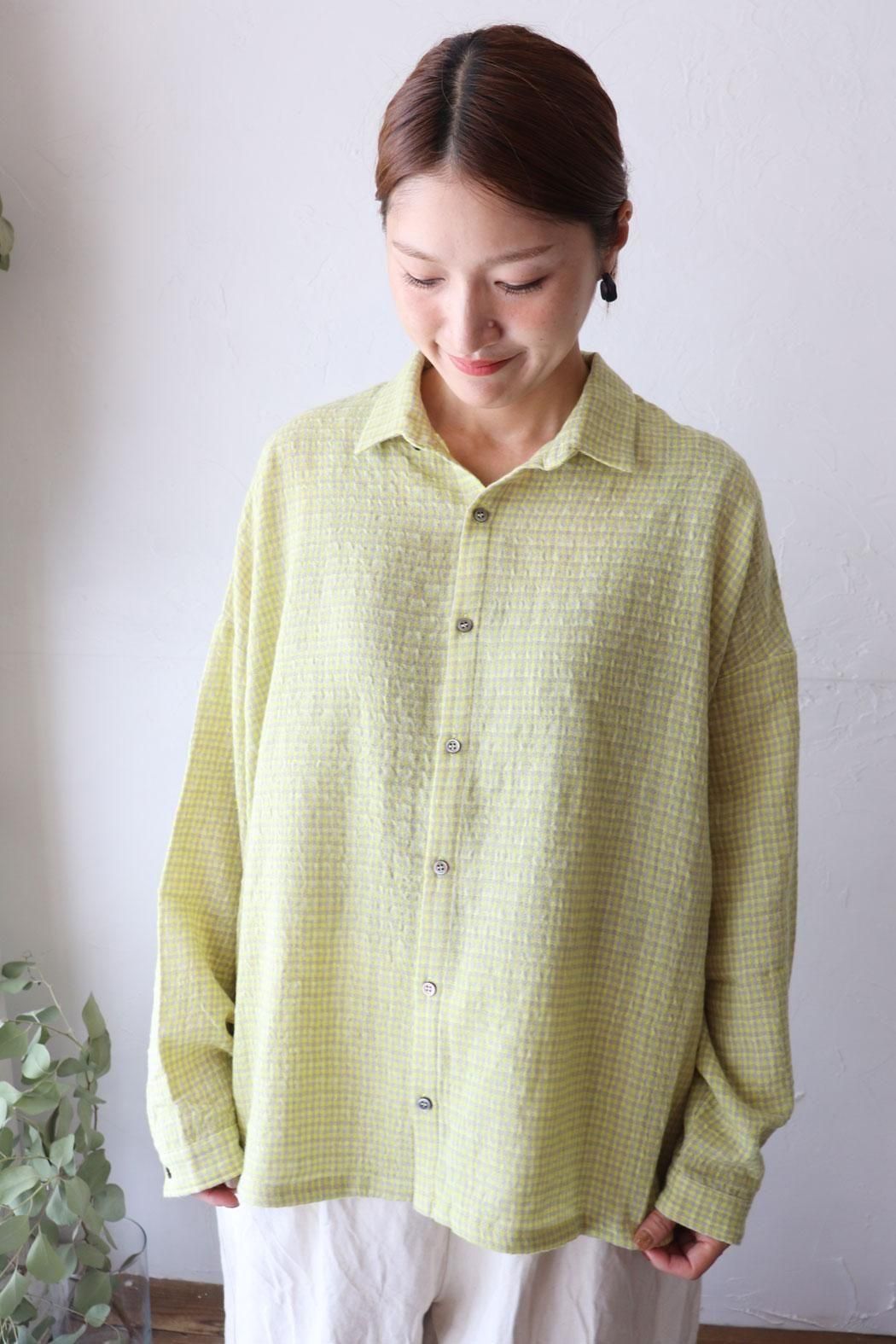 SALE＊【ichi Antiquite's】GINGHAM SHIRT | 繊細なウールガーゼが季節