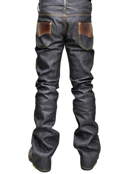 AKM×LEE ノンウォッシュ バンディー デニムパンツ (NON WASH-BROWN