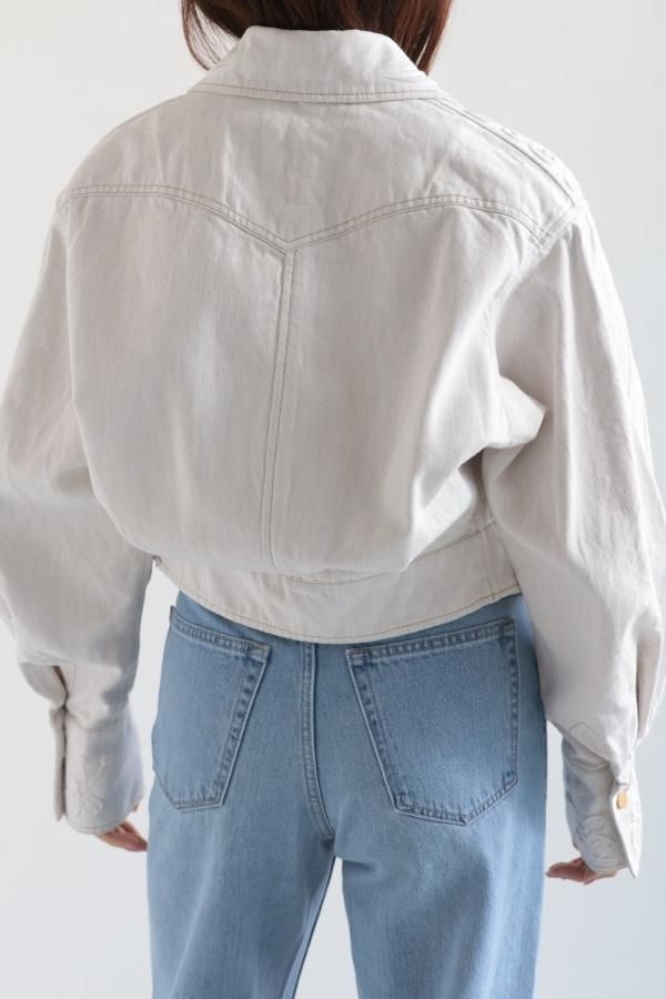 Mame Kurogouchi(マメ) Floral Embossed Short Denim Jacket