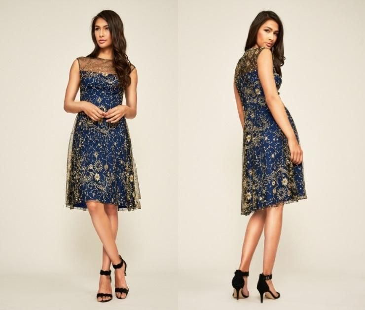 タダシ ショージ TADASHI SHOJI ノースリーブ ミディアム ドレス