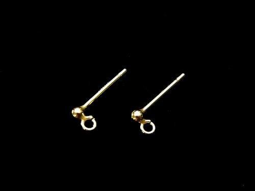 14KGF カン付きピアスポスト 丸玉2mm 1ペア - 天然石ビーズ