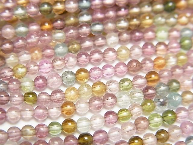 トルマリン （マルチカラー） 小粒ラウンド2.5mm 1連（約36cm