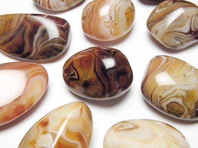 クレイジーレースアゲート タンブル（穴なし） 3個｜天然石ビーズの卸