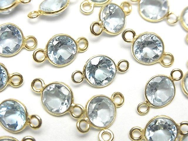 スカイブルートパーズ 枠留めラウンドファセットカット8×8mm 【両カン