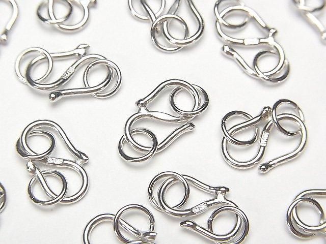 Silver925 丸カン付きS字フック 8mm・9mm・11mm ロジウム 2個 - 天然石