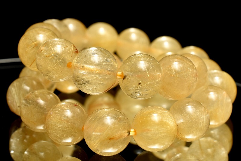 1点物】繊細金針 ゴールドルチルクォーツ 6.5mm ブレスレット _MC4353