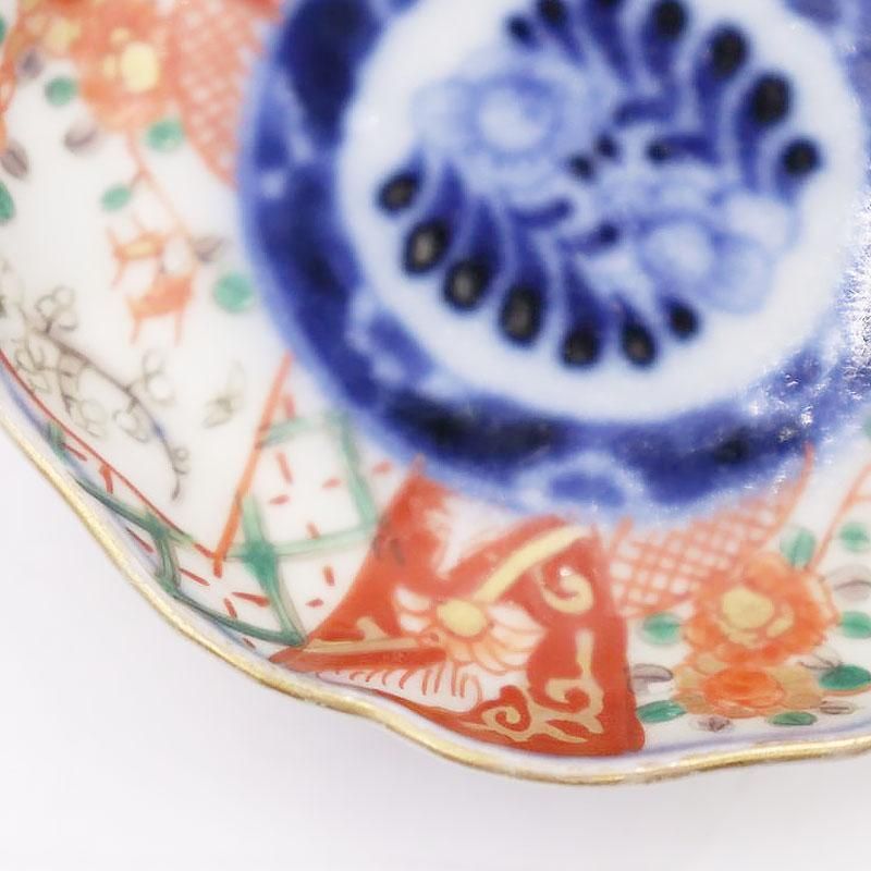手描き色絵豆皿 手塩皿 伊万里焼アンティーク直径8cm高さ2cm
