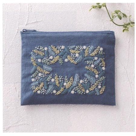 コスモ 刺繍キット ファスナーポーチ ミモザの花園 542405 通販｜手芸