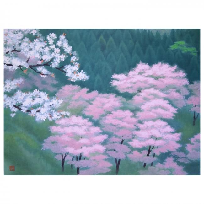 新品】東山魁夷「吉野の春」 ポスター 複製画 日本画 風景画 高級額付